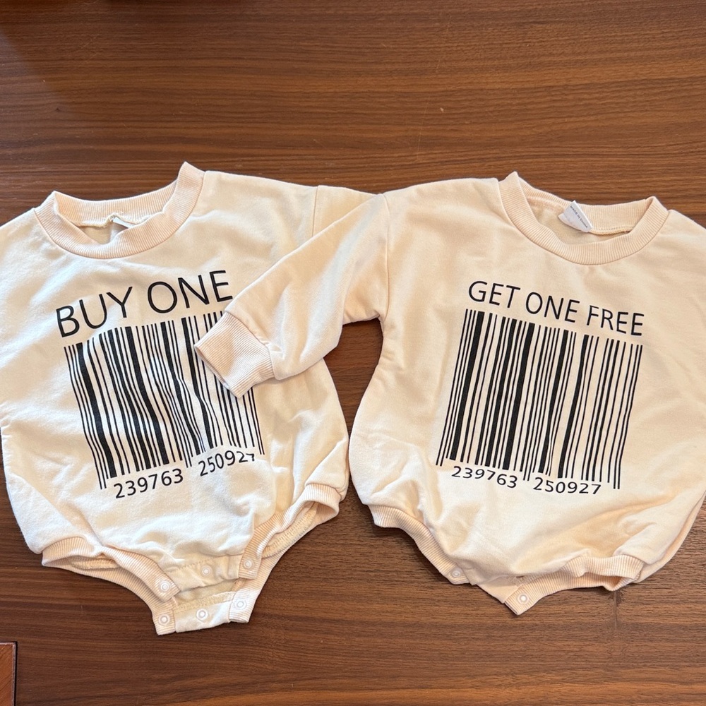Buy One Get One Free Twin Crewneck Romper Set
